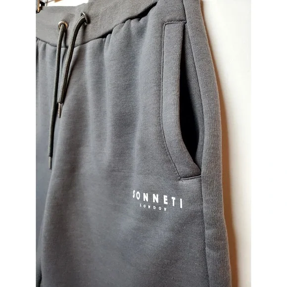 Sonneti London Mens Small Gray Fleece Shorts 9" Inseam -Logo Drawstring, Pockets - Picture 5 of 16